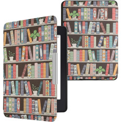 Kwmobile étui compatible avec amazon kindle paperblanc coque - étui à rabat magnétique tablette ereader similicuir - bleu-vert-f