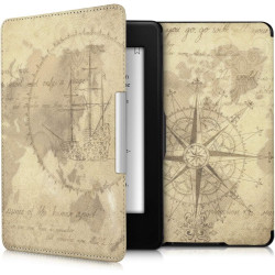 Kwmobile étui compatible avec amazon kindle paperblanc coque - étui à rabat magnétique tablette ereader similicuir - marron-marr