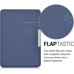 Kwmobile étui compatible avec amazon kindle paperblanc coque - étui à rabat magnétique tablette ereader similicuir - bleu foncé
