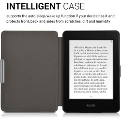 Kwmobile étui compatible avec amazon kindle paperblanc coque - étui à rabat magnétique tablette ereader similicuir - bleu foncé