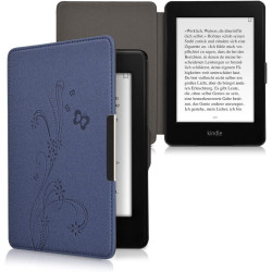 Kwmobile étui compatible avec amazon kindle paperblanc coque - étui à rabat magnétique tablette ereader similicuir - bleu foncé