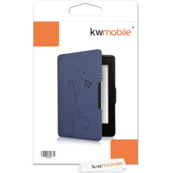 Kwmobile étui compatible avec amazon kindle paperblanc coque - étui à rabat magnétique tablette ereader similicuir - bleu foncé