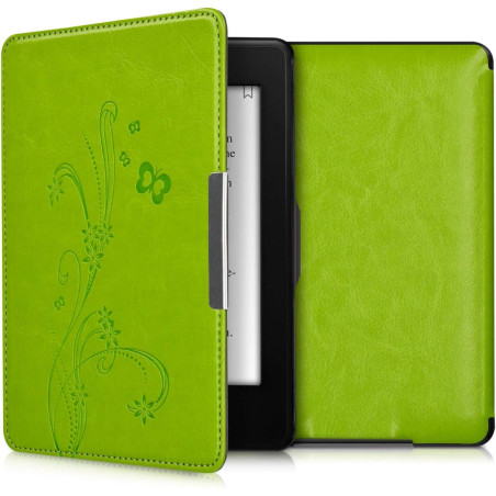 Kwmobile étui compatible avec amazon kindle paperblanc coque - étui à rabat magnétique tablette ereader similicuir - vert clair