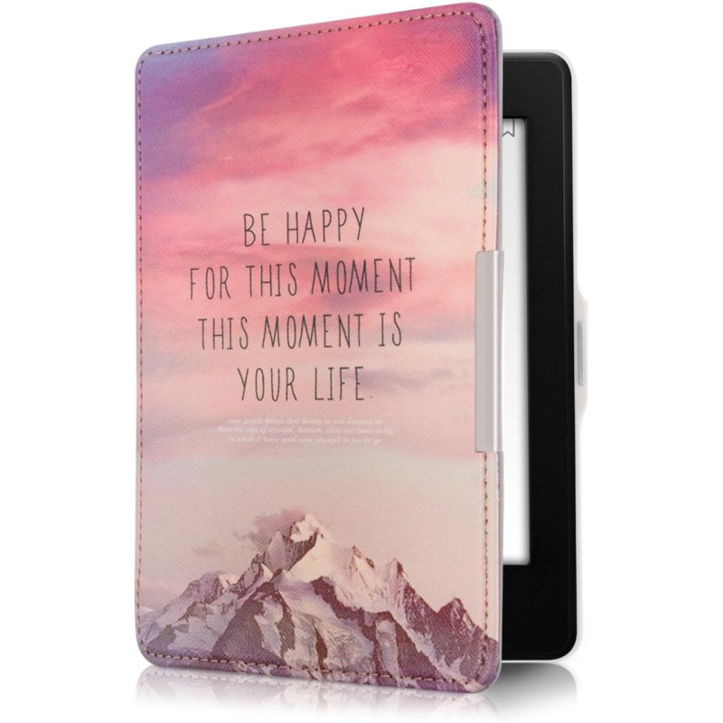 Kwmobile étui compatible avec amazon kindle paperblanc coque - étui à rabat magnétique tablette ereader similicuir - rose clair-