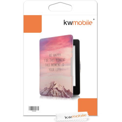 Kwmobile étui compatible avec amazon kindle paperblanc coque - étui à rabat magnétique tablette ereader similicuir - rose clair-