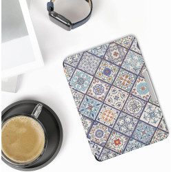 Kwmobile étui compatible avec amazon kindle paperblanc coque - étui à rabat magnétique tablette ereader similicuir - bleu-orange