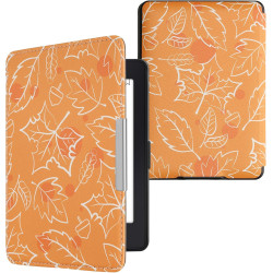 Kwmobile étui compatible avec amazon kindle paperblanc coque - étui à rabat magnétique tablette ereader similicuir - blanc-orang