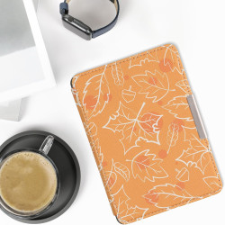Kwmobile étui compatible avec amazon kindle paperblanc coque - étui à rabat magnétique tablette ereader similicuir - blanc-orang
