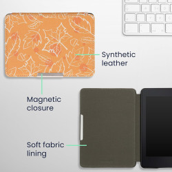 Kwmobile étui compatible avec amazon kindle paperblanc coque - étui à rabat magnétique tablette ereader similicuir - blanc-orang