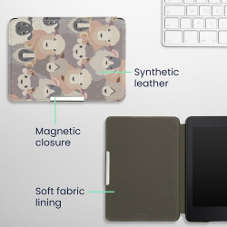 Kwmobile étui compatible avec amazon kindle paperblanc coque - étui à rabat magnétique tablette ereader similicuir - blanc-marro