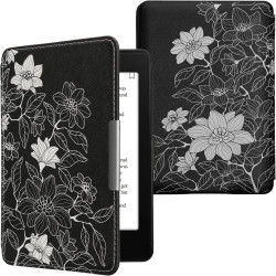 Kwmobile étui compatible avec amazon kindle paperblanc coque - étui à rabat magnétique tablette ereader similicuir - blanc-noir