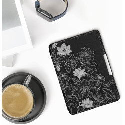 Kwmobile étui compatible avec amazon kindle paperblanc coque - étui à rabat magnétique tablette ereader similicuir - blanc-noir