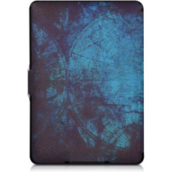 Kwmobile étui compatible avec amazon kindle paperblanc coque - étui à rabat magnétique tablette ereader similicuir - blanc-bleu