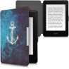 Kwmobile étui compatible avec amazon kindle paperblanc coque - étui à rabat magnétique tablette ereader similicuir - blanc-bleu