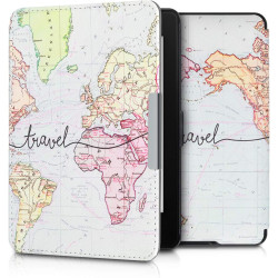Kwmobile étui compatible avec amazon kindle paperblanc coque - étui à rabat magnétique tablette ereader similicuir - noir-multic