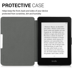 Kwmobile étui compatible avec amazon kindle paperblanc coque - étui à rabat magnétique tablette ereader similicuir - noir-multic