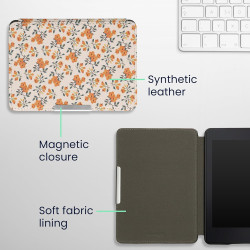 Kwmobile étui compatible avec amazon kindle paperblanc coque - étui à rabat magnétique tablette ereader similicuir - jaune-vert-