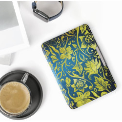 Kwmobile étui compatible avec amazon kindle paperblanc coque - étui à rabat magnétique tablette ereader similicuir - jaune-bleu-