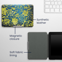 Kwmobile étui compatible avec amazon kindle paperblanc coque - étui à rabat magnétique tablette ereader similicuir - jaune-bleu-