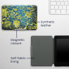 Kwmobile étui compatible avec amazon kindle paperblanc coque - étui à rabat magnétique tablette ereader similicuir - jaune-bleu-