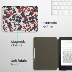 Kwmobile étui compatible avec amazon kindle paperblanc coque - étui à rabat magnétique tablette ereader similicuir - bleu-rouge-