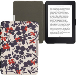Kwmobile étui compatible avec amazon kindle paperblanc coque - étui à rabat magnétique tablette ereader similicuir - bleu-rouge-