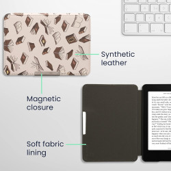 Kwmobile étui compatible avec amazon kindle paperblanc coque - étui à rabat magnétique tablette ereader similicuir - beige-marro