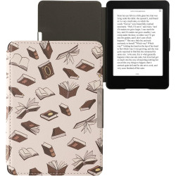 Kwmobile étui compatible avec amazon kindle paperblanc coque - étui à rabat magnétique tablette ereader similicuir - beige-marro