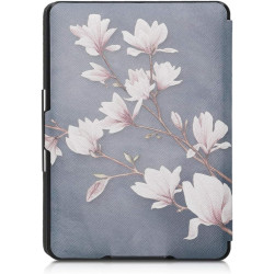 Kwmobile étui compatible avec amazon kindle paperblanc coque - étui à rabat magnétique tablette ereader similicuir - taupe-blanc