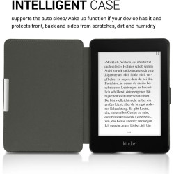 Kwmobile étui compatible avec amazon kindle paperblanc coque - étui à rabat magnétique tablette ereader similicuir - taupe-blanc