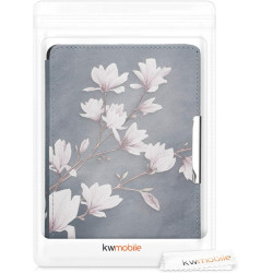 Kwmobile étui compatible avec amazon kindle paperblanc coque - étui à rabat magnétique tablette ereader similicuir - taupe-blanc
