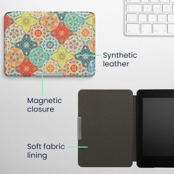 Kwmobile étui compatible avec amazon kindle paperblanc coque - étui à rabat magnétique tablette ereader similicuir - rouge-vert-