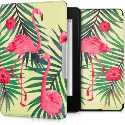 Kwmobile étui compatible avec amazon kindle paperblanc coque - étui à rabat magnétique tablette ereader similicuir - rose clair-