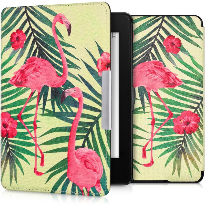 Kwmobile étui compatible avec amazon kindle paperblanc coque - étui à rabat magnétique tablette ereader similicuir - rose clair-