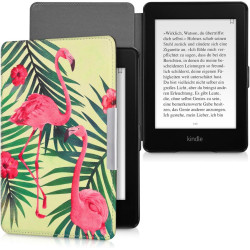 Kwmobile étui compatible avec amazon kindle paperblanc coque - étui à rabat magnétique tablette ereader similicuir - rose clair-