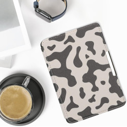 Kwmobile étui compatible avec amazon kindle paperblanc coque - étui à rabat magnétique tablette ereader similicuir - noir-blanc