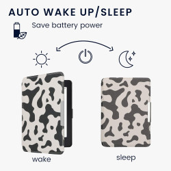 Kwmobile étui compatible avec amazon kindle paperblanc coque - étui à rabat magnétique tablette ereader similicuir - noir-blanc