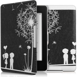 Kwmobile étui compatible avec amazon kindle paperblanc coque - étui à rabat magnétique tablette ereader similicuir - blanc-noir