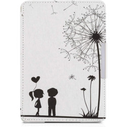 Kwmobile étui compatible avec amazon kindle paperblanc coque - étui à rabat magnétique tablette ereader similicuir - noir-blanc