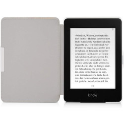Kwmobile étui compatible avec amazon kindle paperblanc coque - étui à rabat magnétique tablette ereader similicuir - noir-blanc