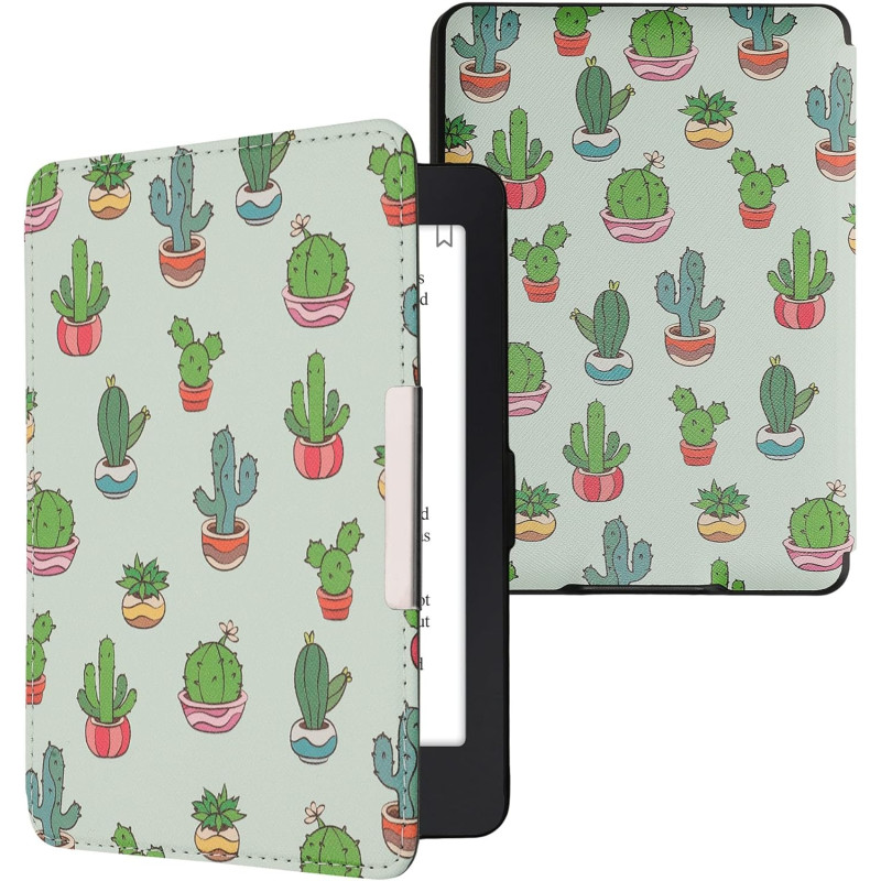 Kwmobile étui compatible avec amazon kindle paperblanc coque - étui à rabat magnétique tablette ereader similicuir - vert clair-