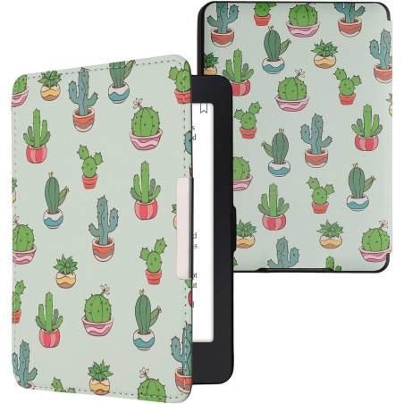 Kwmobile étui compatible avec amazon kindle paperblanc coque - étui à rabat magnétique tablette ereader similicuir - vert clair-