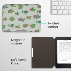 Kwmobile étui compatible avec amazon kindle paperblanc coque - étui à rabat magnétique tablette ereader similicuir - vert clair-
