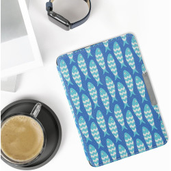 Kwmobile étui compatible avec amazon kindle paperblanc coque - étui à rabat magnétique tablette ereader similicuir - bleu-bleu c