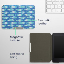 Kwmobile étui compatible avec amazon kindle paperblanc coque - étui à rabat magnétique tablette ereader similicuir - bleu-bleu c
