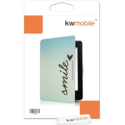 Kwmobile étui compatible avec amazon kindle paperblanc coque - étui à rabat magnétique tablette ereader similicuir - bleu-turquo