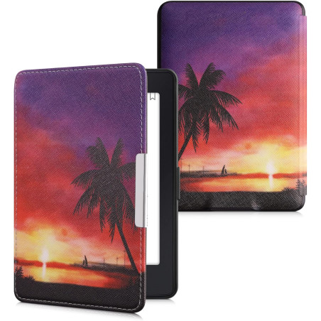 Kwmobile étui compatible avec amazon kindle paperblanc coque - étui à rabat magnétique tablette ereader similicuir - rose clair-
