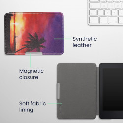 Kwmobile étui compatible avec amazon kindle paperblanc coque - étui à rabat magnétique tablette ereader similicuir - rose clair-