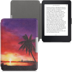 Kwmobile étui compatible avec amazon kindle paperblanc coque - étui à rabat magnétique tablette ereader similicuir - rose clair-