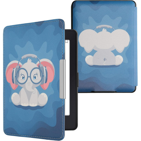 Kwmobile étui compatible avec amazon kindle paperblanc coque - étui à rabat magnétique tablette ereader similicuir - bleu clair-